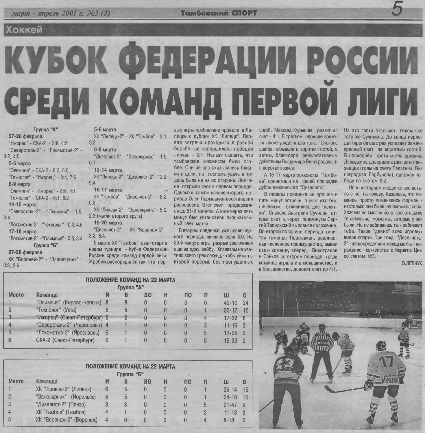 Газета "Тамбовский спорт" №3 от 03-04.2001г. Ст.5