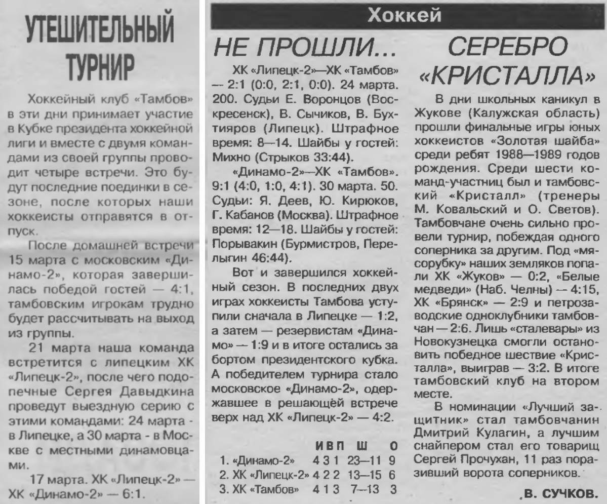 Газета Тамбовский спорт март апрель 2003 года