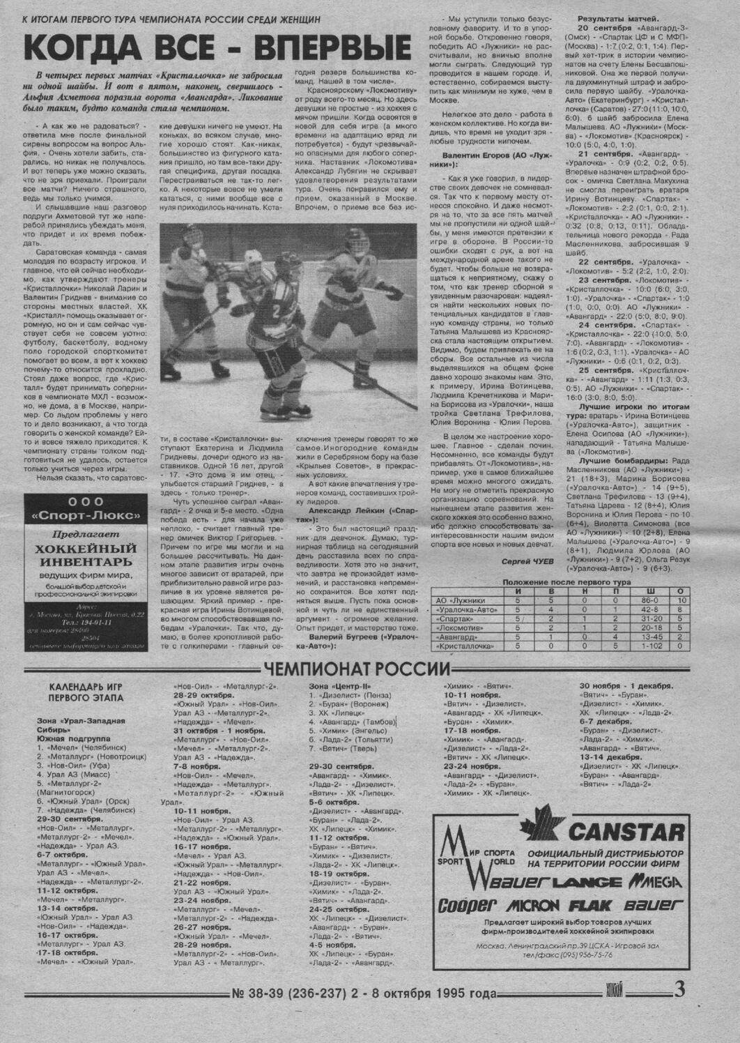 Еженедельник "Хоккей" от 1995г.